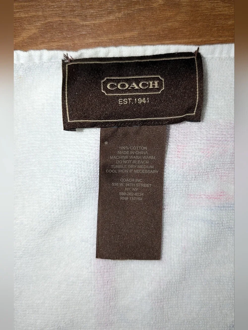 Coach Swim Towel White Pink Yellow  Blue Signature Print 32